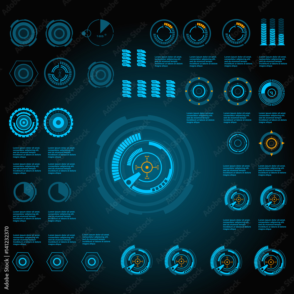 Futuristic blue virtual graphic touch user interface Futuristic blue virtual graphic touch user interface