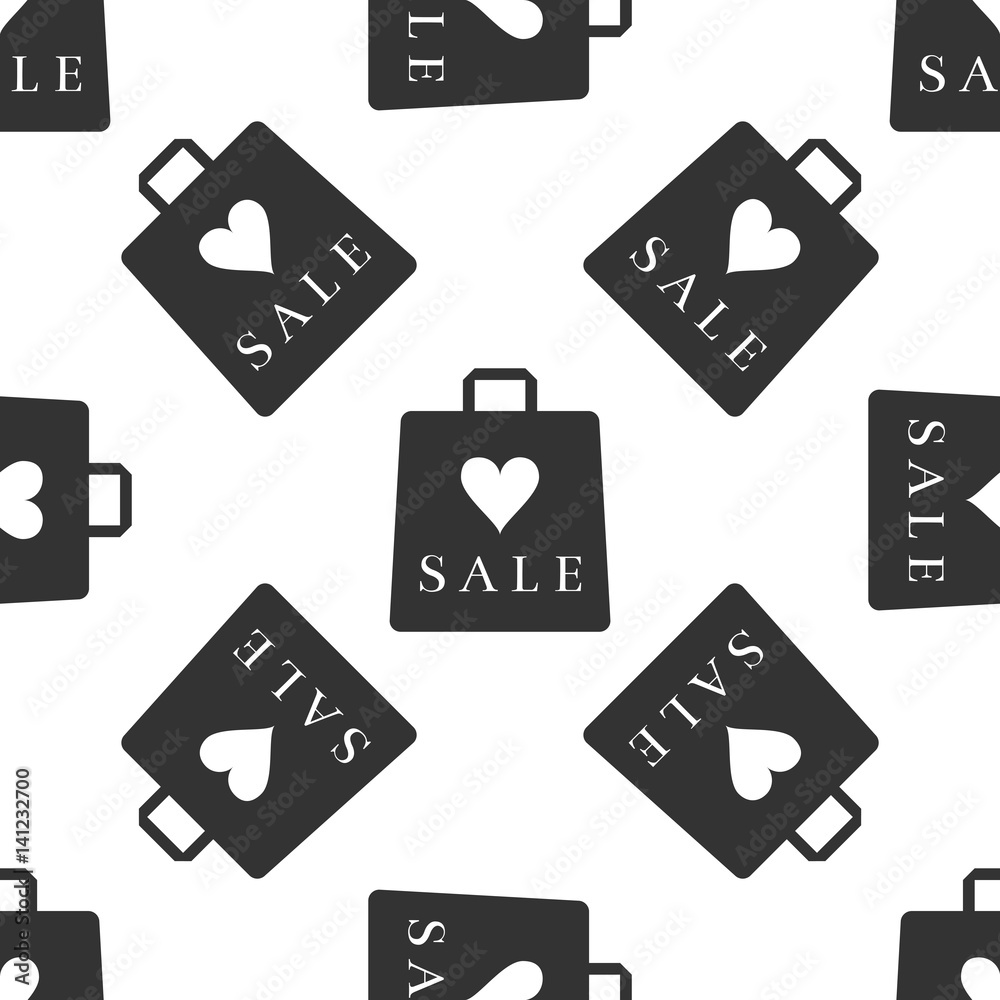Shopping bag shop love like heart icon seamless pattern on white background. Vector Illustration Shopping bag shop love like heart icon seamless pattern on white background. Vector Illustration