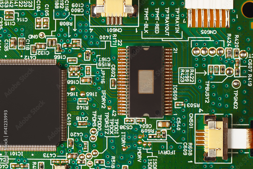 Electronic circuit board with components close up. Electronic circuit board with components close up.