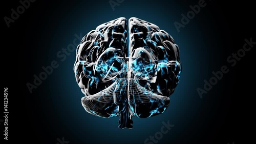 Brainstorm 101: A rotating human brain electrically charged with thought (Loop).
