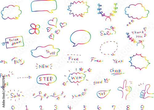 レインボーカラー 手書き 吹き出し アイコン素材 セット Stock Vector Adobe Stock レインボーカラー 手書き 吹き出し アイコン素材 セット Stock Vector Adobe Stock