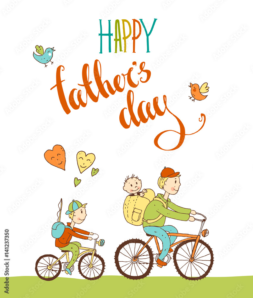 Vector happy father's day lettering. Hand drawn calligraphy. Gre