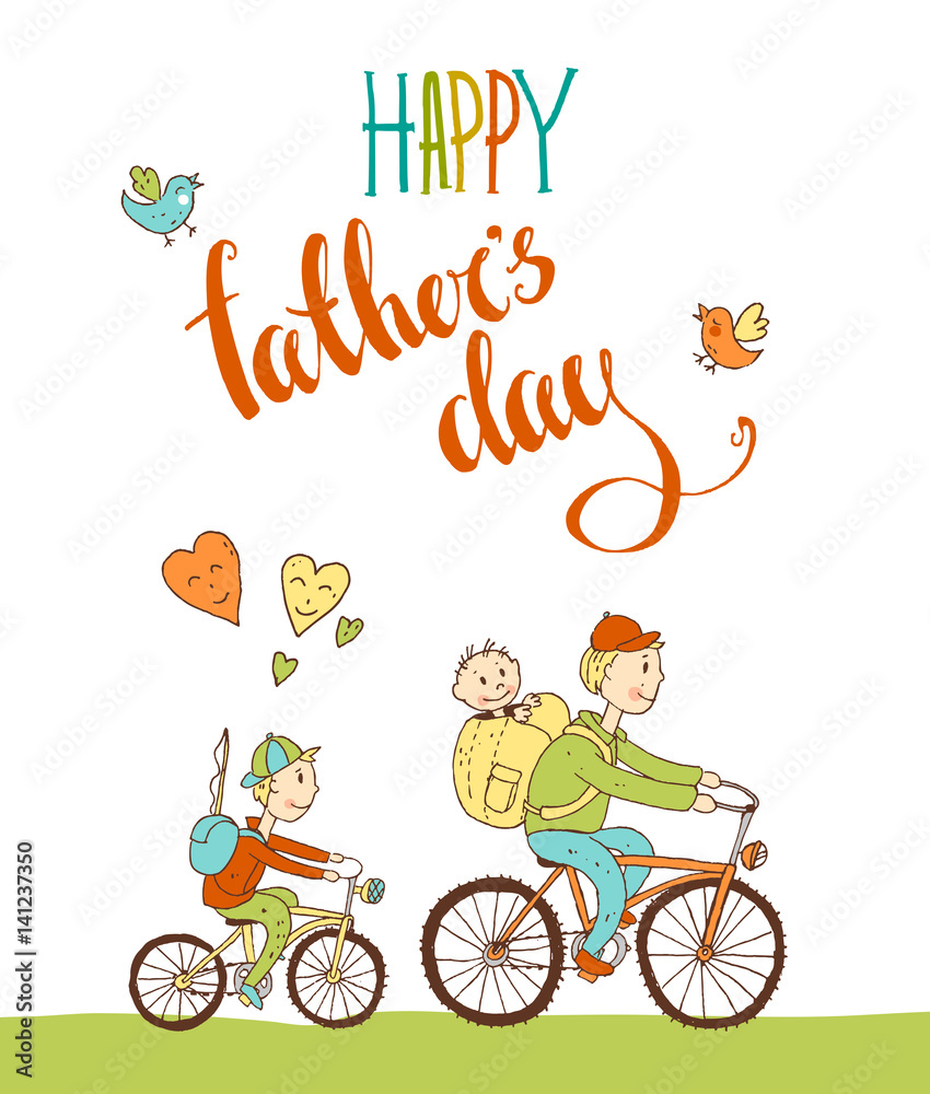 Vector happy father's day lettering. Hand drawn calligraphy. Gre Vector happy father's day lettering. Hand drawn calligraphy. Gre