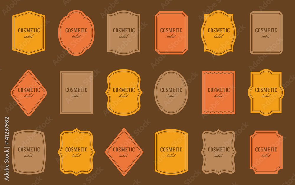 Set of product label templates. Different shapes. Cosmetic or food packaging
