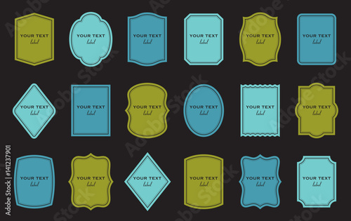 Set of product label templates. Different shapes. Cosmetic or food packaging