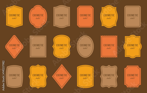Set of product label templates. Different shapes. Cosmetic or food packaging