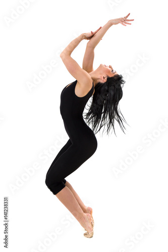 portrait of woman gymnast, isolated on white