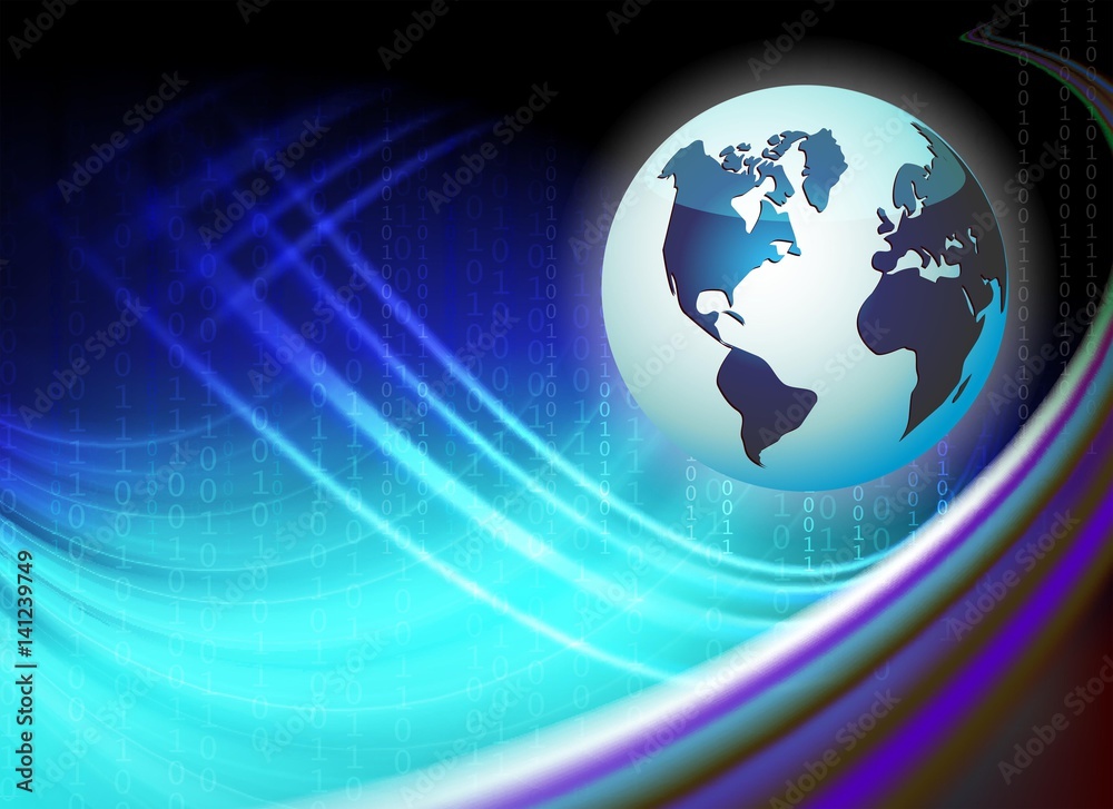 blue background with globe blue background with globe