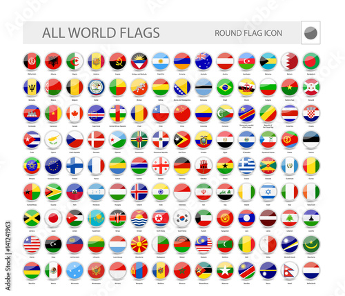 Round World Flags Vector Collection