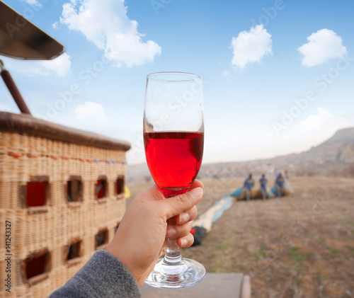 A toast after balloon flight at Cappadocia, Turkey
