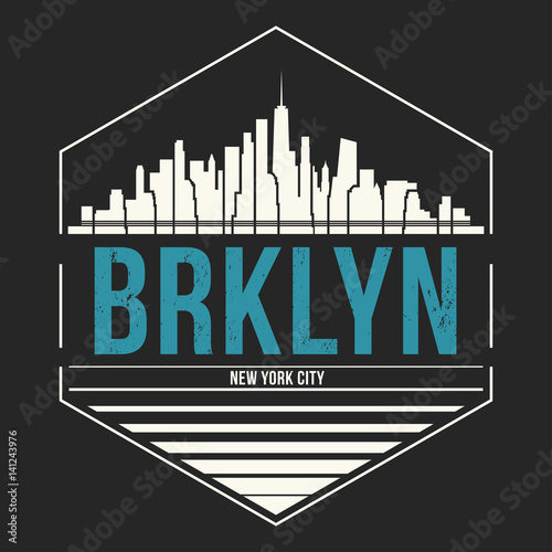 Brooklyn New York graphic, t-shirt design, tee print, typography, emblem.
