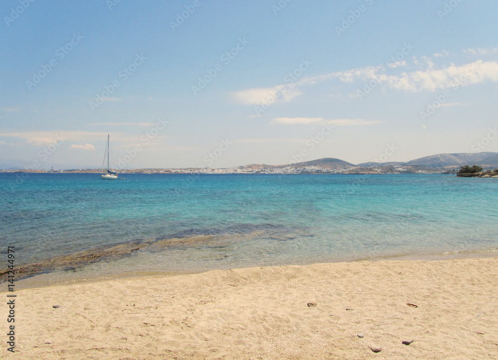 White beach in Paros in Cyclades islands, Greece