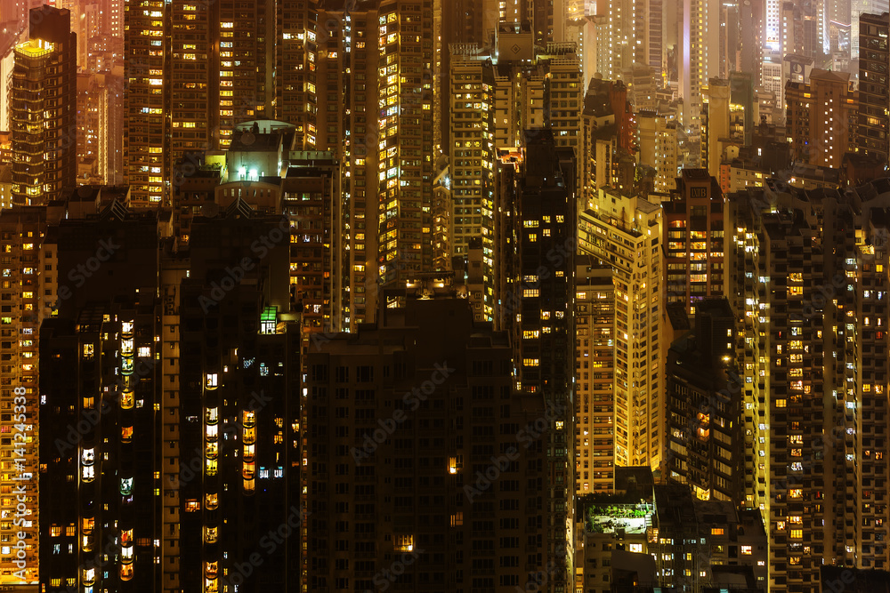 skyscrapers of Hongkong at night