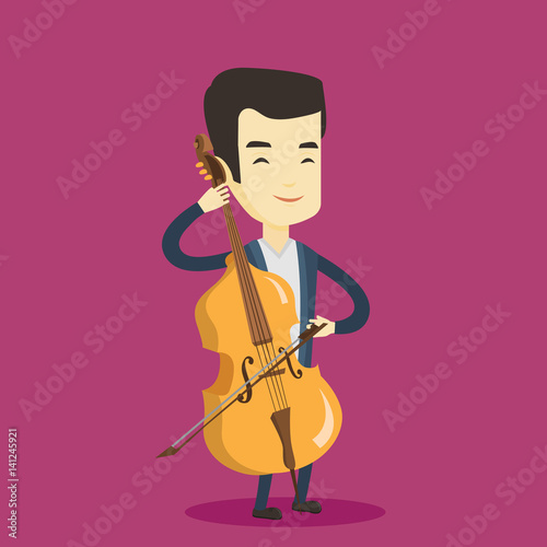 Man playing cello vector illustration.