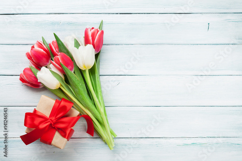 Colorful tulips and gift box #141246543