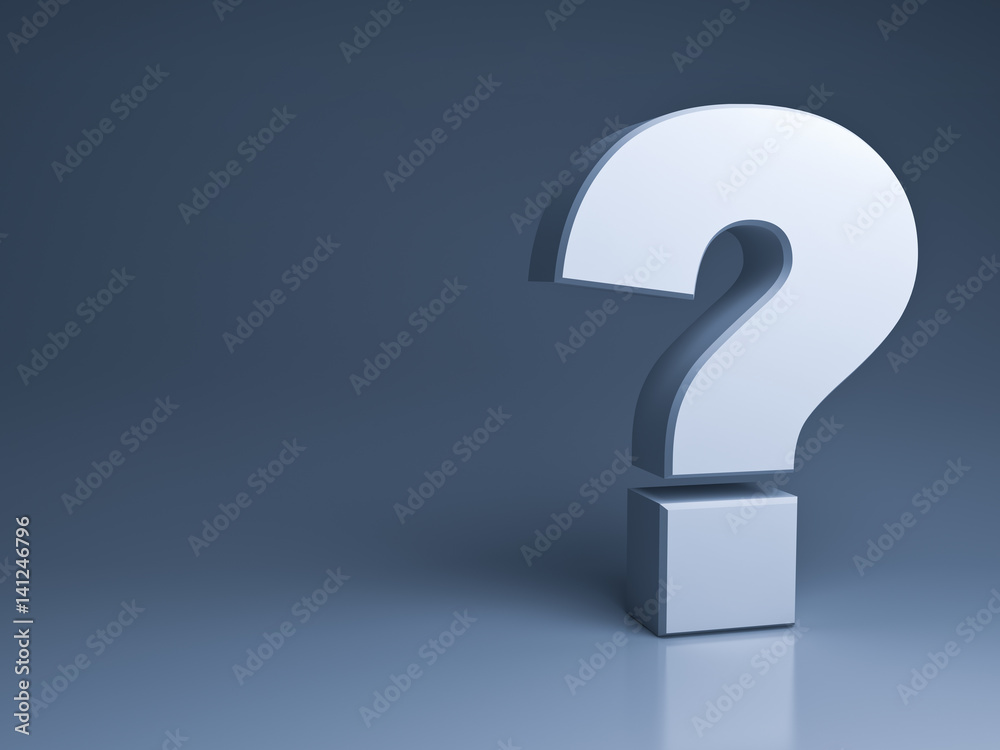 Question mark on dark grey background with shadow and reflection . 3D rendering. Question mark on dark grey background with shadow and reflection . 3D rendering.