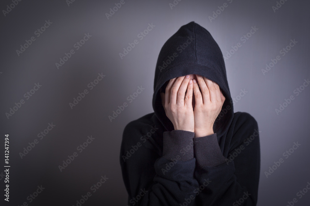 Woman covering face and crying, Depression and Mental Health Concept. Woman covering face and crying, Depression and Mental Health Concept.