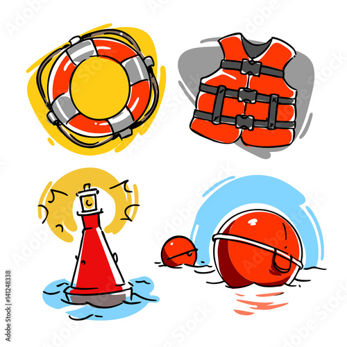 Water safety sketch illustrations