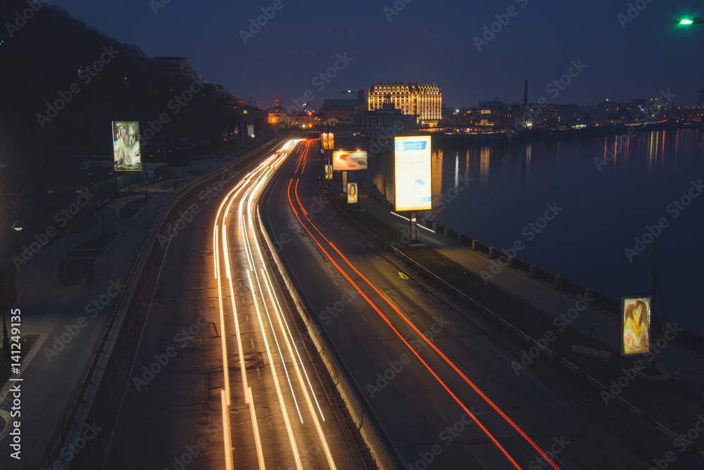 the light trails on the street the light trails on the street