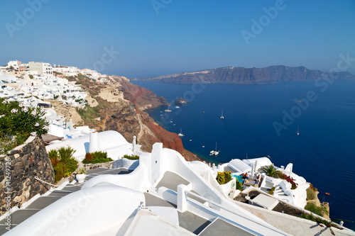 in vacation europe cyclades santorini old town white and the sky