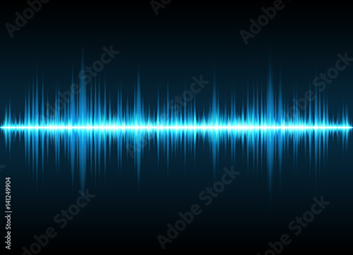 Sound waves oscillating glow light, Abstract technology background - Vector