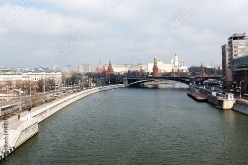 Moscow Kremlin  View from Patriarshy Bridge.
