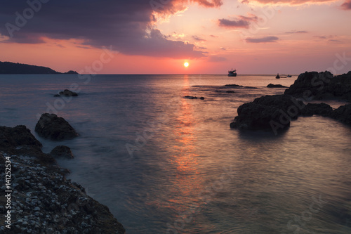 Beautiful seascape sunset ,kalim, patong beach phuket thailand.