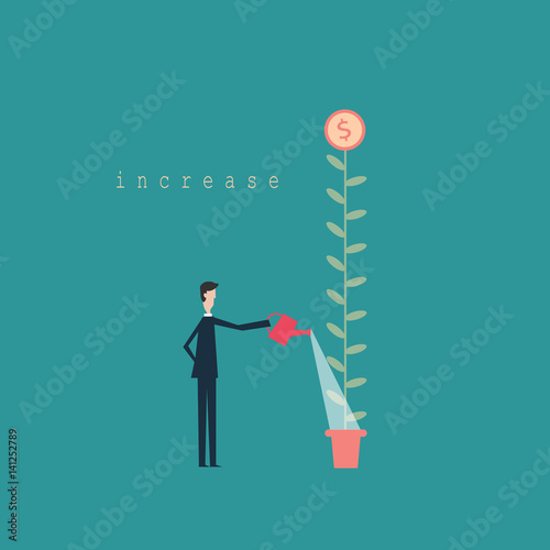 save money for investment concept,cartoon businessman with money in his hand to save. cartoon vector illustration for business design