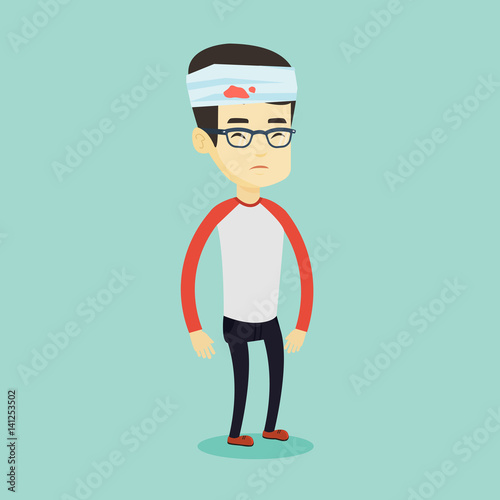 Man with injured head vector illustration.