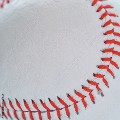 Close up of a baseball threads with copy space background