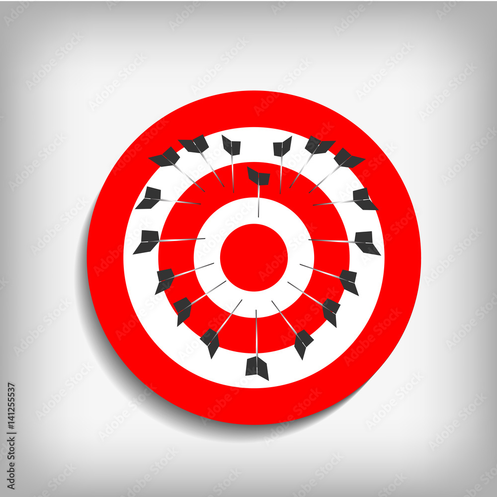 Vector : Archery targets and heart arrows on gray background Vector : Archery targets and heart arrows on gray background