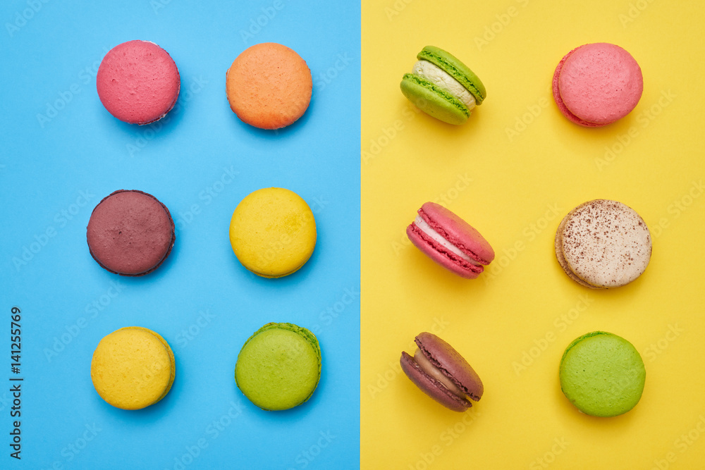 Tasty collection of confection lying on a blue flatlay Tasty collection of confection lying on a blue flatlay