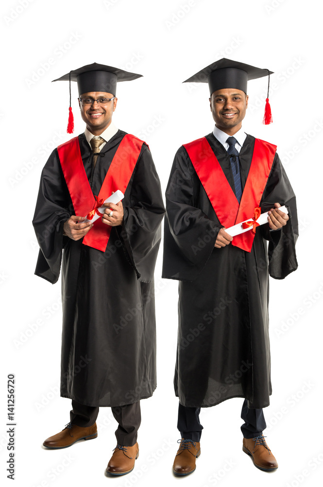 Two african american graduates in gown and cap