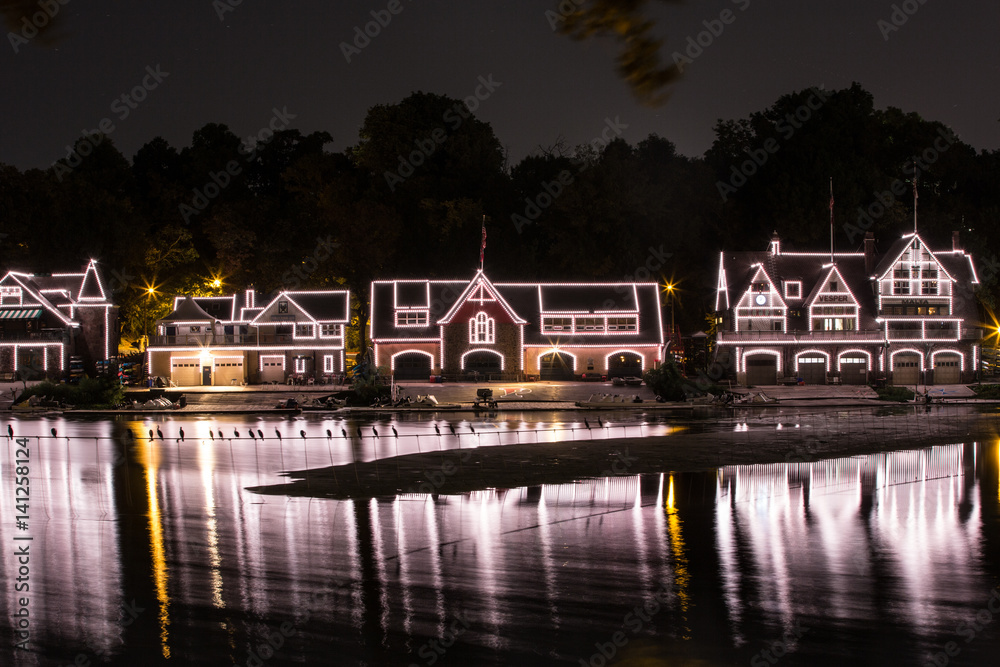 Boathouse Row in Philadelphia as the famous historical landmark.