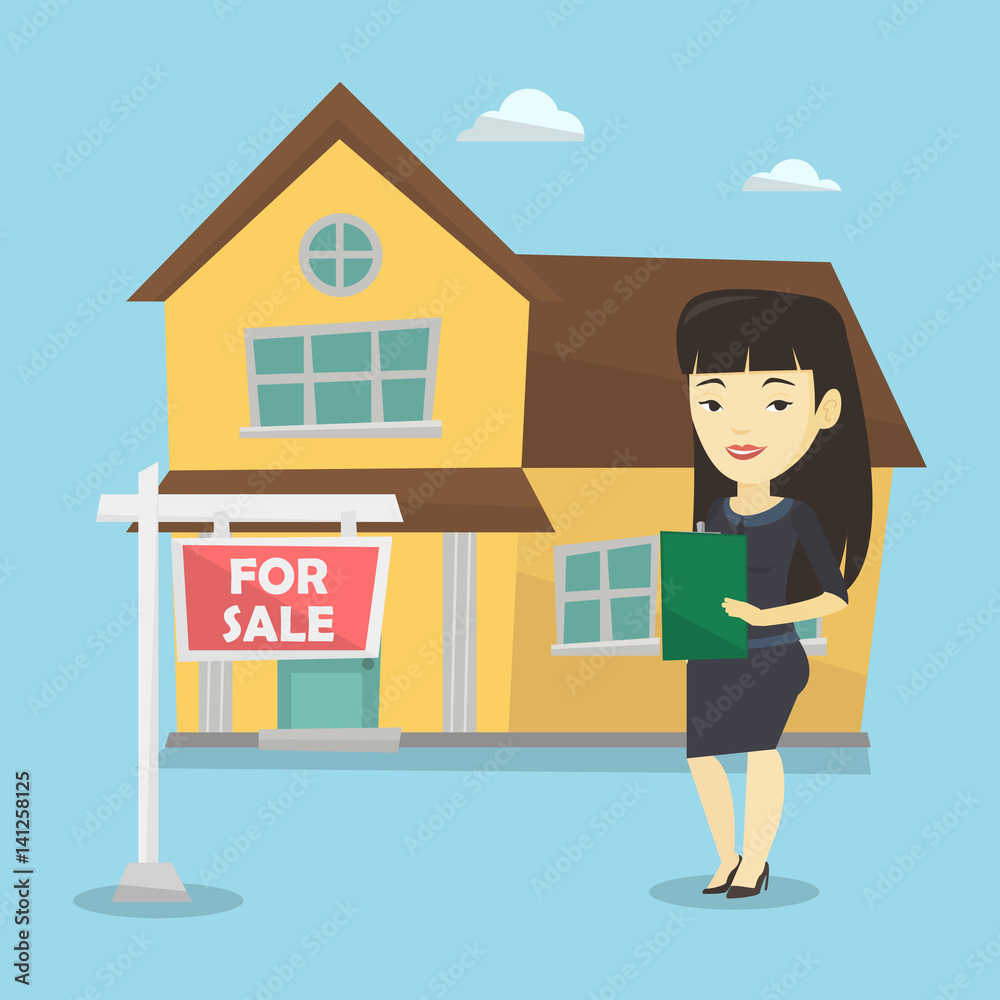 Real estate agent signing contract. Real estate agent signing contract.