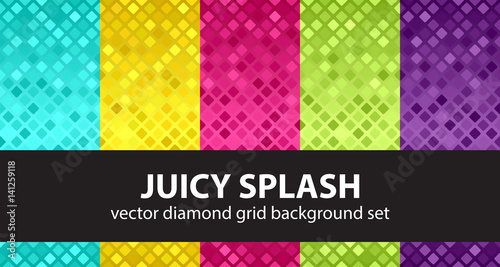 Diamond pattern set "Juicy Splash". Vector seamless backgrounds