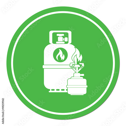 Camping stove with gas bottle icon