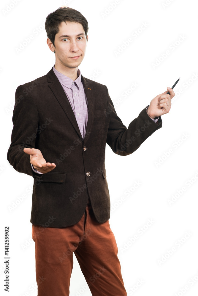 Portrait of cheerful businessman talking on phone Portrait of cheerful businessman talking on phone