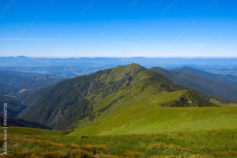 Magical panorama of green mountains