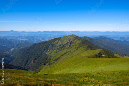 Magical panorama of green mountains