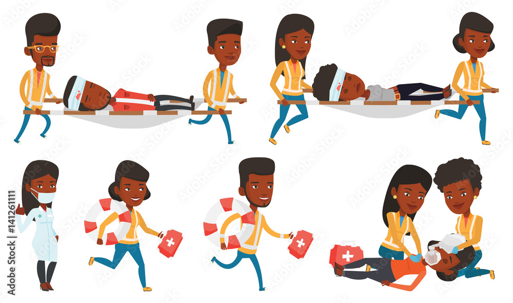 Vector set of doctor characters and patients. Vector set of doctor characters and patients.