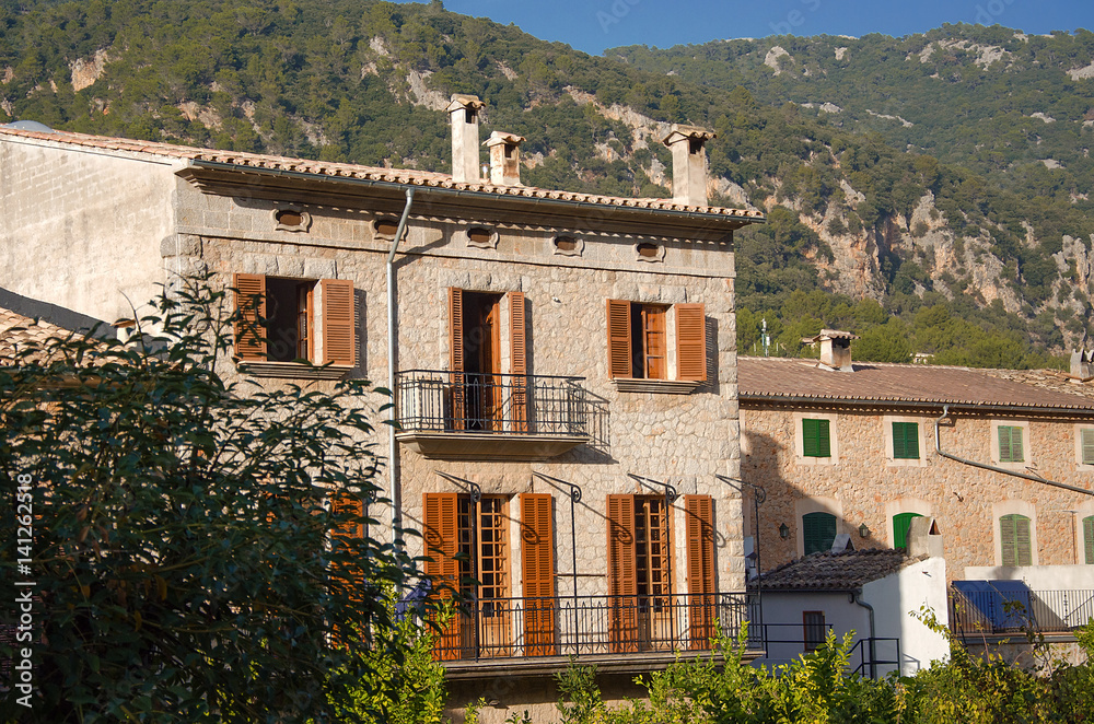 Classical spanish villa, mediterranean house exterior, traditional architecture