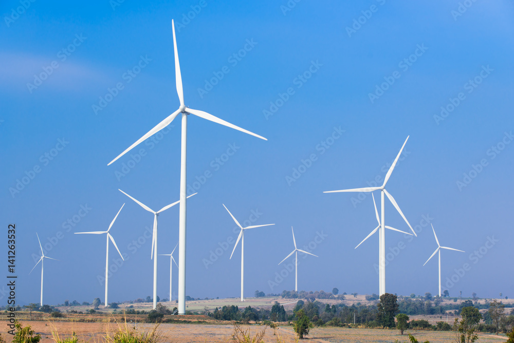 Wind turbine renewable energy with blue sky Wind turbine renewable energy with blue sky