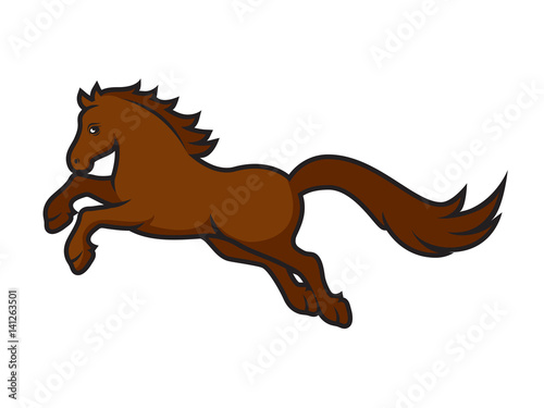 Brown horse vector. Brown horse on a white background. Illustration of a jumping horse. Horse cartoon © betka82
