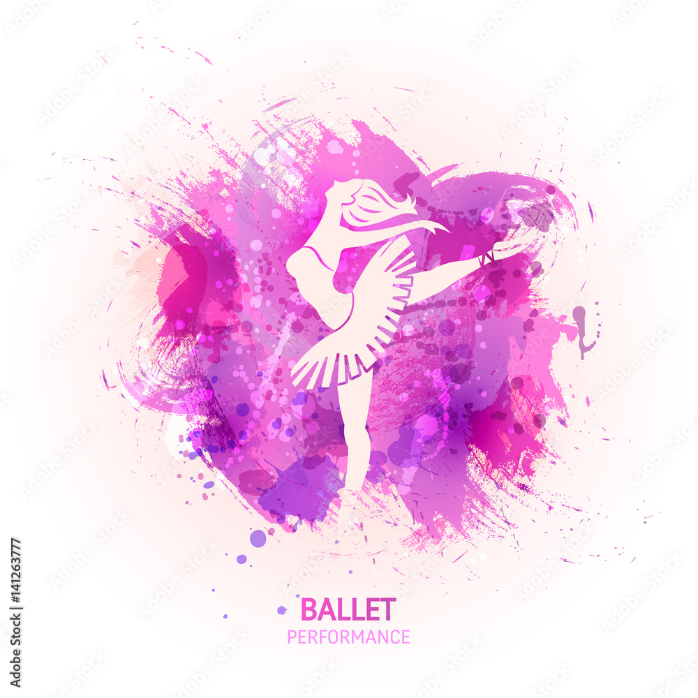 Ballerina on watercolor background