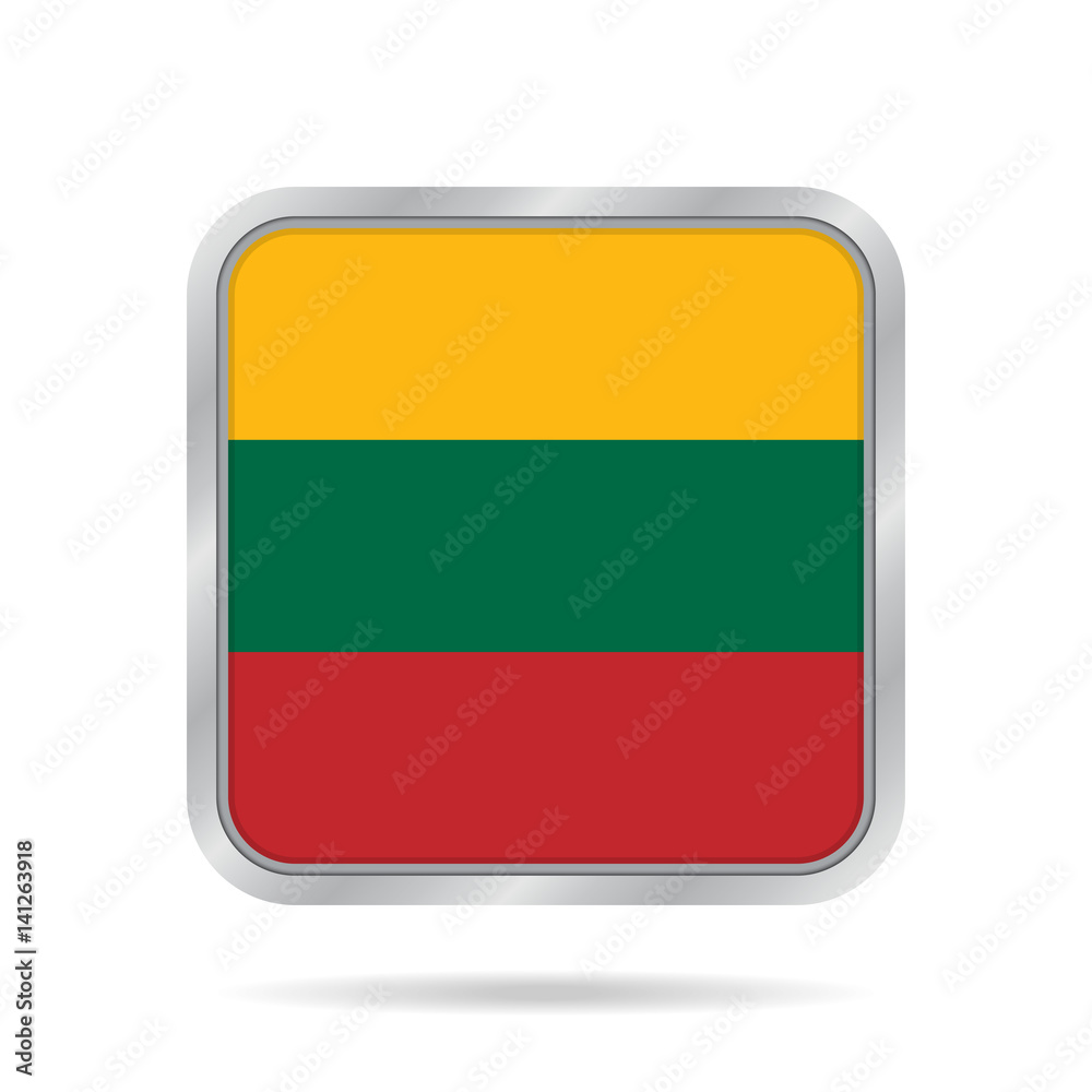 Flag of Lithuania. Metallic gray square button. Flag of Lithuania. Metallic gray square button.