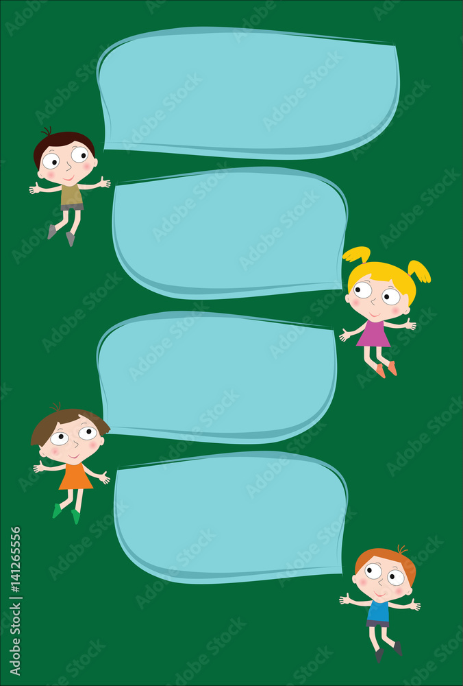 Fototapeta premium Happy talking children of different nationalities.