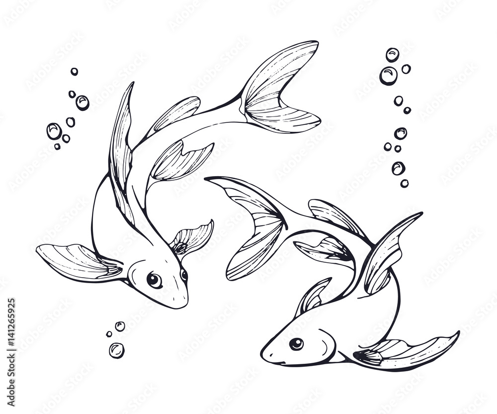 Naklejka premium Stylized fishes.