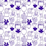 Cactus. Vector decorative seamless pattern.