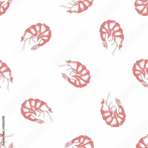 Wallpaper Mural Shrimp. Hand drawing. Seamless pattern Torontodigital.ca